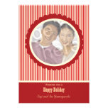 Rojo retro y el blanco raya la tarjeta de la foto  invitacion personalizada
