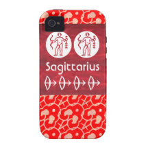 Rojo salvaje: Símbolo del sagitario del zodiaco iPhone 4/4S Carcasas