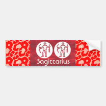 Rojo salvaje: Símbolo del sagitario del zodiaco Pegatina De Parachoque