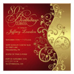 Rojo y 80.a invitación de la fiesta de cumpleaños 