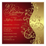 Rojo y 90.a invitación de la fiesta de cumpleaños 