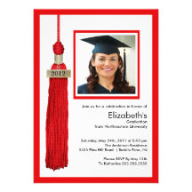 Rojo y blanco de la invitación de la graduación de