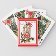 Rojo y blanco del tarro del bastón de caramelo del baraja cartas de poker