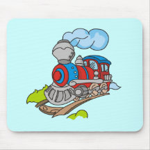 Rojo y camisetas y regalos azules del tren tapetes de ratón