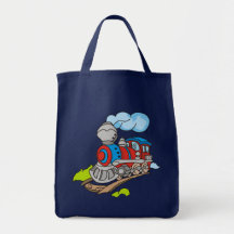 Rojo y camisetas y regalos azules del tren bolsa de mano