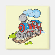 Rojo y camisetas y regalos azules del tren imán para frigorifico