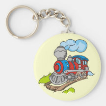 Rojo y camisetas y regalos azules del tren llavero personalizado