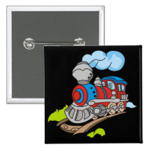 Rojo y camisetas y regalos azules del tren pins