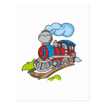 Rojo y camisetas y regalos azules del tren postal