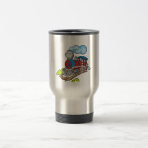 Rojo y camisetas y regalos azules del tren taza de café