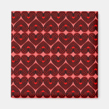 Rojo y corazones alineados negro iman para frigorífico