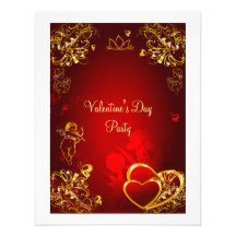 Rojo y diseño del amor del oro invitacion personalizada