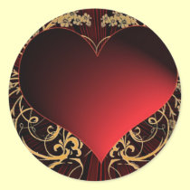 Rojo y diseño del corazón del oro pegatinas