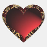 Rojo y diseño del corazón del oro colcomanias corazon
