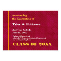 Rojo y graduación moderna de la universidad del or invitaciones personales 
