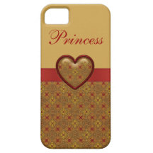 Rojo y iPhone 5 de la princesa del corazón del oro iPhone 5 Carcasa