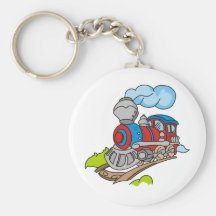 Rojo y tren azul llavero personalizado