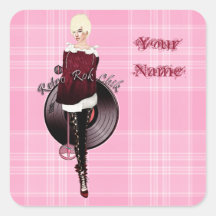 Rok retro Chik Calcomanías Cuadradases