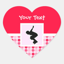 Rollerblading lindo pegatinas de corazon personalizadas