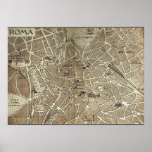 Roma, mapa, 1900 poster