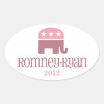 Romney/mujeres del republicano del elefante rosado pegatina de oval