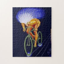 Rompecabezas eléctrico del vintage del ciclista