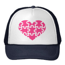 Rompecabezas rosado del corazón gorro de camionero