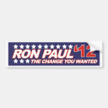 Ron Paul - voto 2012 del presidente de la elección Etiqueta De Parachoque