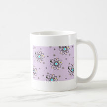 Ropa y regalos atómicos retros de la lavanda de la tazas de café