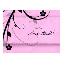 Rosa acuoso de la invitación floral de la postal d