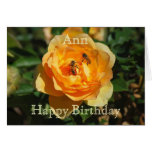 Rosa amarillo del feliz cumpleaños de Ana con las  Tarjeta