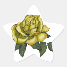 Rosa amarillo: Dibujo de lápiz del color: Flor Colcomanias Forma De Estrella Personalizadas
