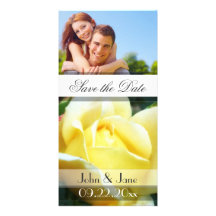 Rosa amarillo /photo "reserva la fecha " tarjeta fotografica personalizada