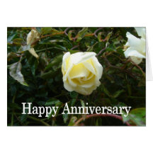 Rosa blanco del aniversario tarjeton