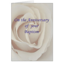 Rosa blanco del bautismo/del aniversario del bauti felicitación