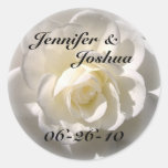 Rosa BLANCO - sello del sobre del boda de la novia Pegatina