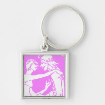rosa de baile del muchacho y del chica llavero personalizado