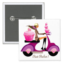 Rosa de botón lindo del chica de la vespa de la ma pins