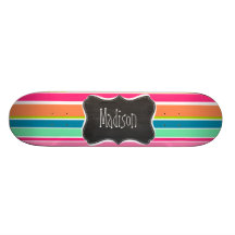 Rosa de color salmón y verde de Seafoam; Pizarra d Patineta Personalizada
