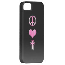 Rosa de la cruz del amor de la paz, caja blanco y  iPhone 5 Case-Mate carcasas