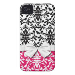 rosa de la frambuesa del damasco del pájaro blanco Case-Mate iPhone 4 funda