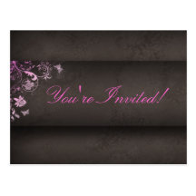 Rosa de la invitación de la postal de la mariposa 