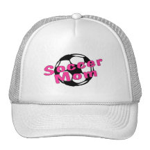 Rosa de la mamá del fútbol gorro de camionero