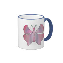 Rosa de la mariposa taza de café