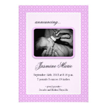 Rosa de las invitaciones del nacimiento del bebé anuncio
