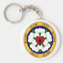 Rosa de Luther blanco y verde Llaveros