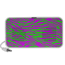 Rosa de neón en estampado de zebra verde iPod altavoz