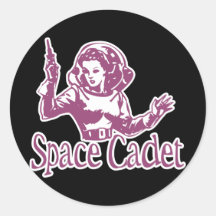 Rosa del cadete del espacio pegatina redonda