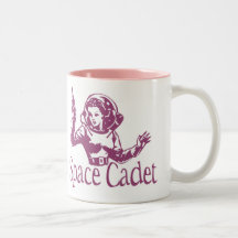 Rosa del cadete del espacio tazas de café