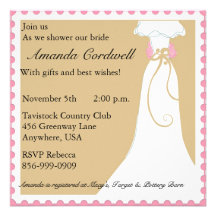 Rosa e invitación nupcial de la ducha de Brown